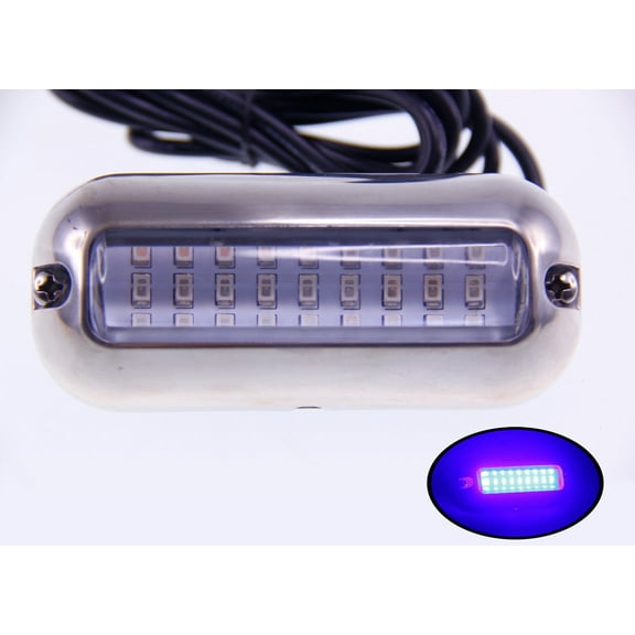 Pactrade Marine Blue LED Underwater Light w/ S.S 316 Trim Ring 74 LM