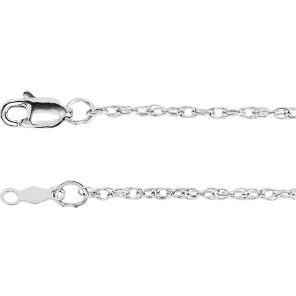 Auriga Fine Jewelry 10k White Gold 1.5 mm Rope Chain Necklace for Women 16"