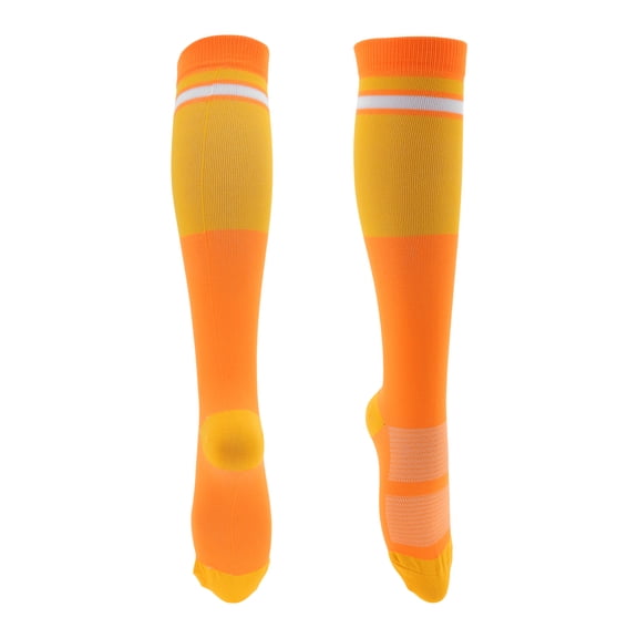Unique Bargains Cycling Socks Anti Friction Outdoor Bike Socks Yellow Orange Size S-M Neutral Unisex 1 Pair Color Block Stripes