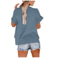thumbnail image 6 of Fabrcox Women's Linen Top Loose Lightweight Short Sleeve Button Down Shirts for Women Dressy Spring Summer Travel Beach Outfits Clothes with Pocket, 6 of 7