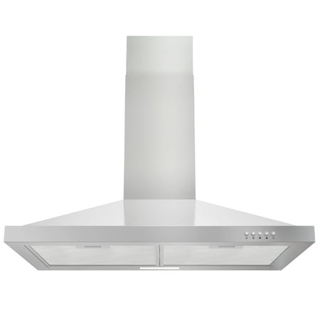 FIREGAS Wall Mount Range Hood 30 inch with Ducted/Ductless Convertible  450 CFM Stainless Steel Chimney-Style Kitchen Hood  Over Stove Vent Hood with 3 Speed Fan  LED Light