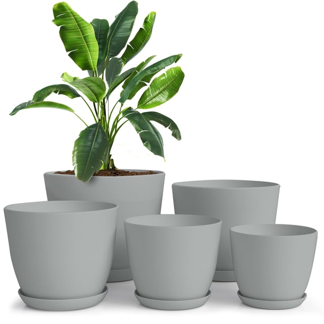 Macetas Utopia Home para drenaje interior, 18 a 12 cm, 5 unidades, color gris