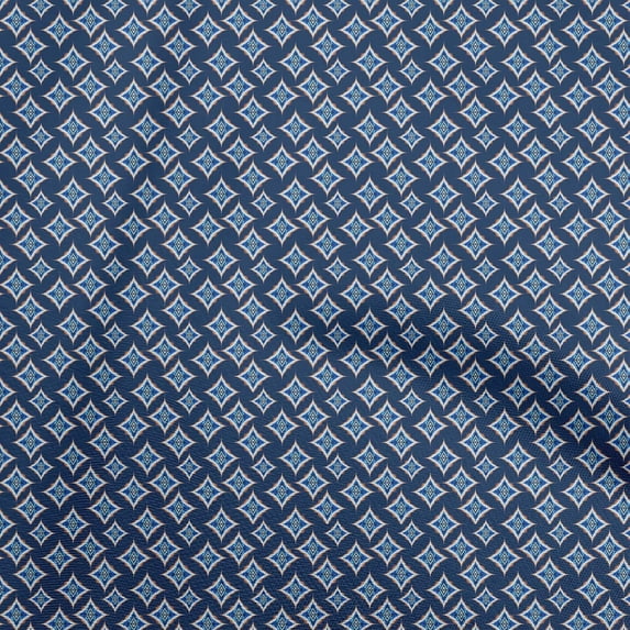 oneOone Cotton Flex Navy Blue Fabric Asian Ikat Craft Projects Decor Fabric Printed By The Yard 40 Inch Wide
