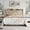 Beige, variant on Sha Cerlin Full Size Platform Bed Frame with Charging Station, Velvet Wingback Headboard with Storage Shelf, Wooden Slats Support, Ample Under-Bed Space, No Box Spring Needed, Easy Assembly, Black