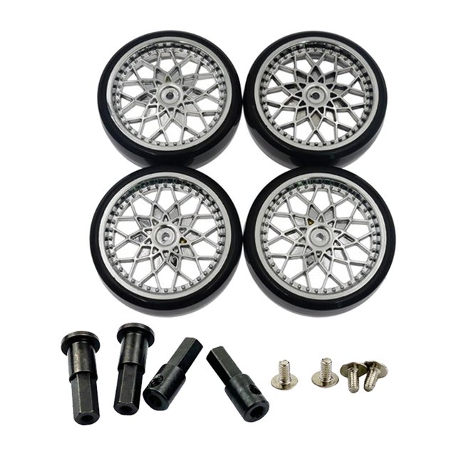 eje de rueda de neumáticos de camión rc 4x RC Neumáticos Neumáticos Y Eje De Rueda Trasera Delantera Para 1:10 WPL D12 DIY Accs Silver Plata Magideal eje de rueda de neumáticos de camión rc