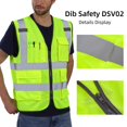 thumbnail image 3 of Chaleco De Seguridad Dib Chaleco Reflectante Ansi Clase 2 De Alta Visibilidad Con Bolsillos Y Cremallera Hi Vis Yellow 5 Pack Xl, 3 of 5