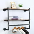 thumbnail image 1 of ZXNYH Industrial Pipe Clothing Rack Wall Mounted Clothes Rack,Pipe Clothing Rack with Shelf Clothes Rack with Shelves,Retail Shelving Garment Rack, 1 of 7