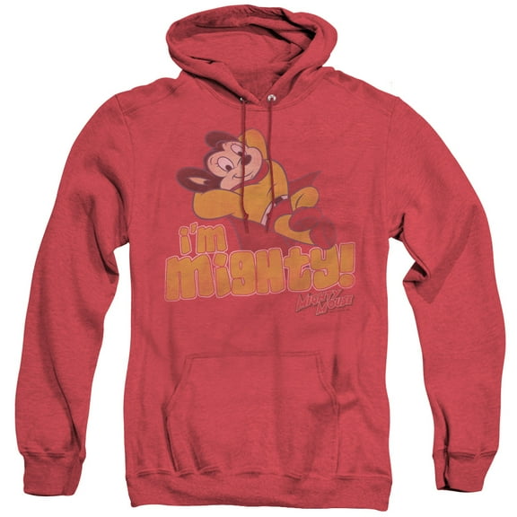 Mighty Mouse Im Mighty Adult Heather Hoodie Sweatshirt Red