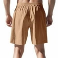 thumbnail image 3 of pstuiky Pantalones cortos deportivos para hombre, Pantalones cortos de lino con cintura elástica y botones de color liso para hombre, versátiles y a la moda. Pantalones cortos deportivos para hombre, 3 of 8