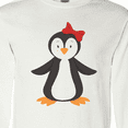 thumbnail image 4 of Inktastic Cute Penguin, Girl Penguin With Red Ribbon Long Sleeve T-Shirt, 4 of 5