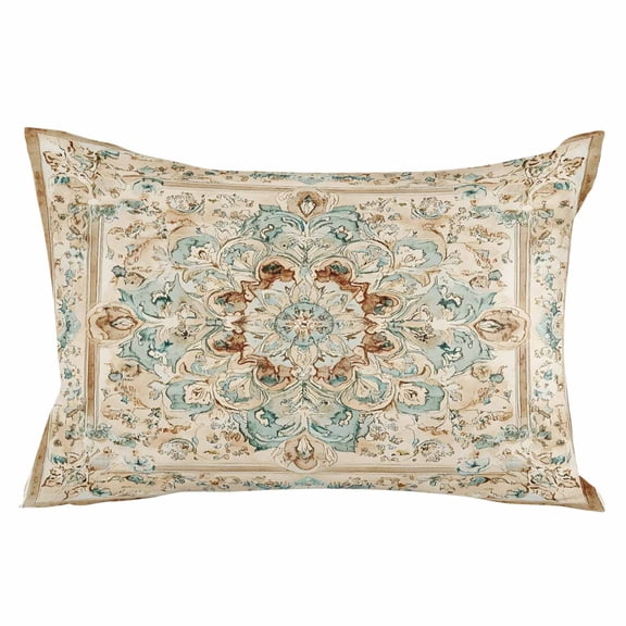 Sage Green Orange Floral Throw Pillow Cover 20 x 26 Inch Decorative Pillow Cover Boho Vintage Botanical Ethnic Lumbar Pillowcase Seasonal Rectangle Cushion Case for Couch Sofa Bed Living Room