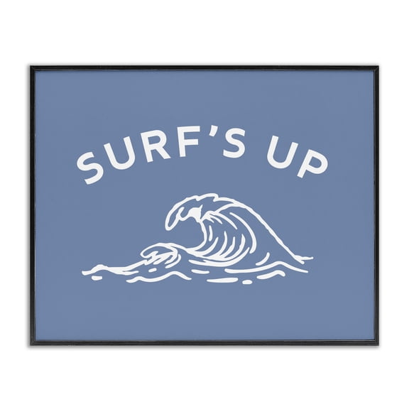 Stupell Industries Tropical Surf's Up on Blue Black Framed Giclee Art, 20 x 16, by Lil' Rue