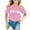 Pink, variant on Stylish Crew Neck Short Sleeve Letter Print Tops for Girls and Kids Casual Everyday Wear T-Shirts Kids Short Sleeve Crewneck Solid Basic Tees Casual Tops