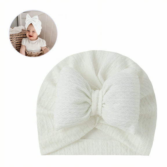 TELOLY Baby Hats,Flexible Fit Baby Hat,Adjusts to Baby'S Head Kids Beanie,White