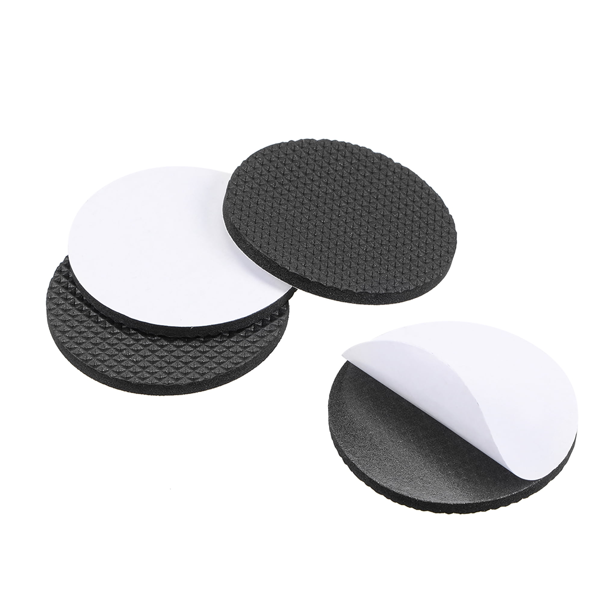 Furniture Pads, Adhesive EVA Pads 60mm Dia 4mm Thick Round Black 4Pcs