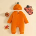 thumbnail image 4 of KPOPLK Newborn Baby Girl Fall Winter Outfit Set Plaid Romper Long Sleeve Clothes Jumpsuit with Bow Headband(6-12 Months,Orange), 4 of 8