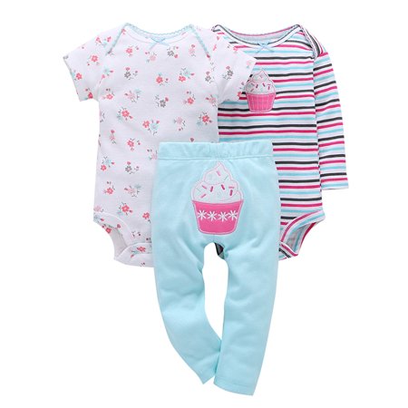 

EHTMSAK Newborn Infant Baby Toddler Girl Boy 3PCS Short Sleeve Bodysuit and Pants Set Outfits Clothing Set Letter Print Long Sleeve Sky Blue 0-2Y 6