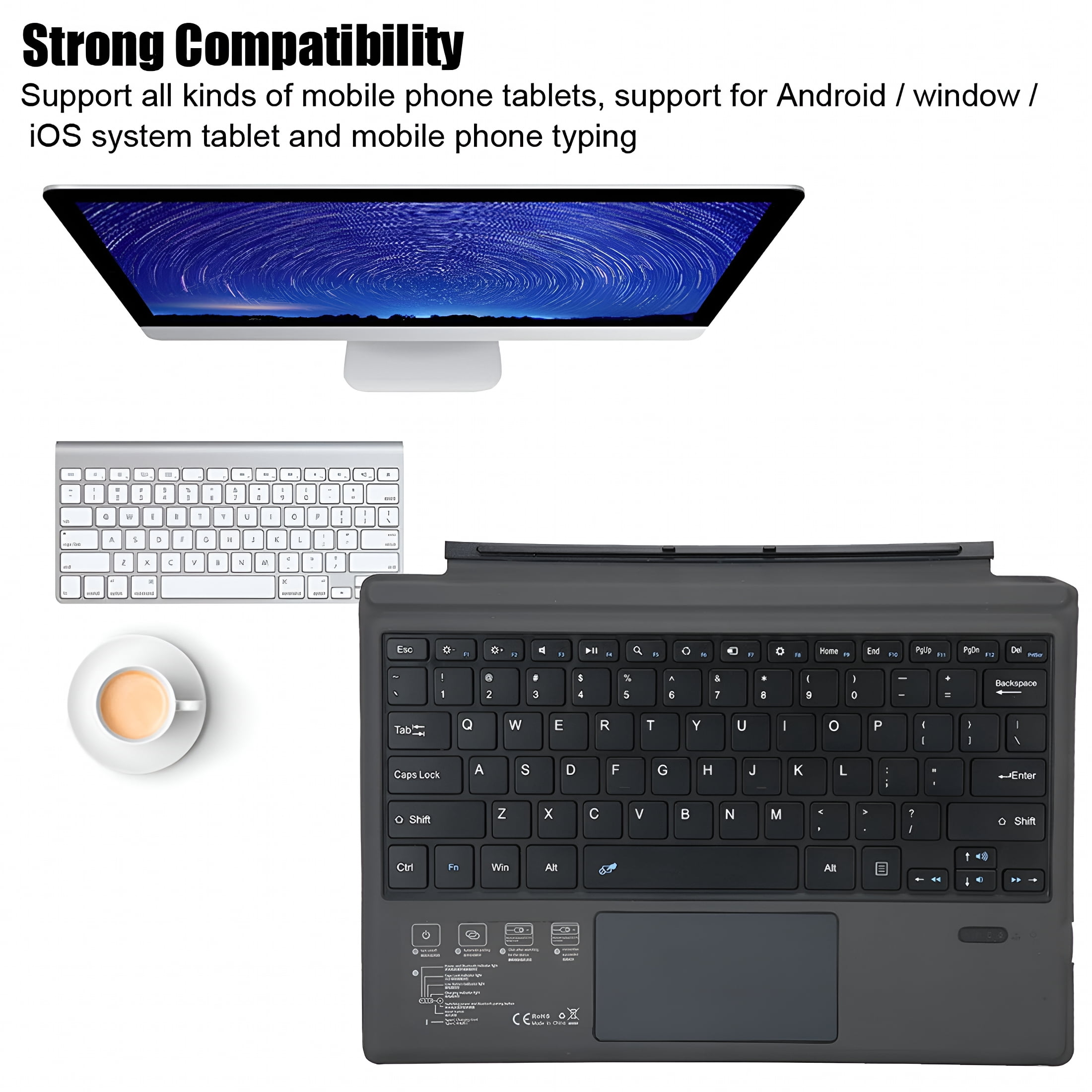 GJX 2026 New Bluetooth Wireless Magnetic Absorption Slim Keyboard for Tablet Pc for Office,Home,Travel,Study