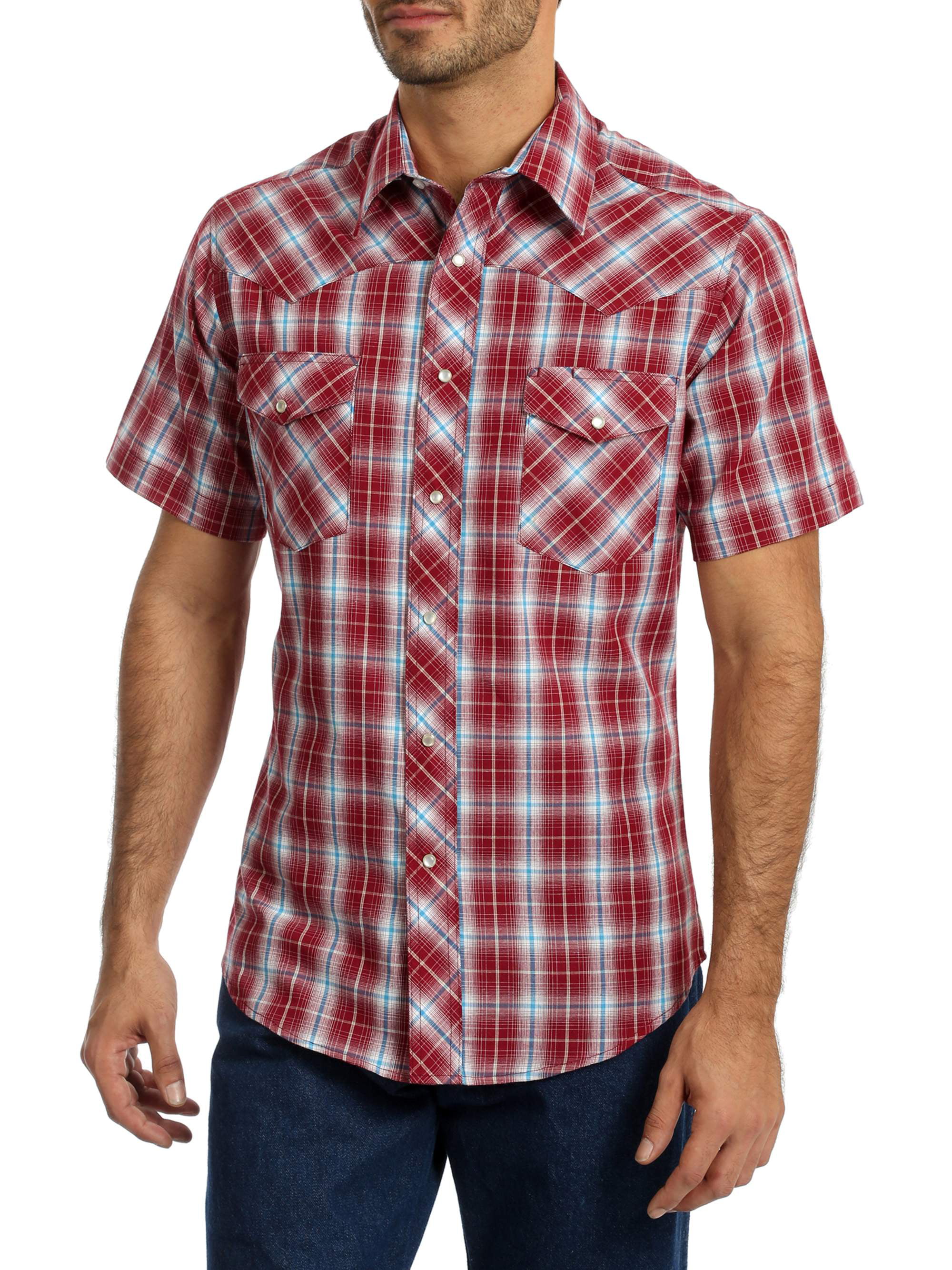 Wrangler Men's and Big Men's Short Sleeve Plaid Western Shirt - Walmart.com