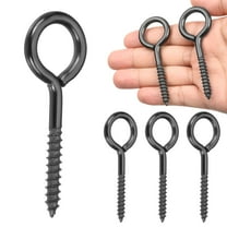 4 Pack Screw Eyes, M6x80mm  304 Stainless Steel Heavy Duty Eye Bolts Screw, Black