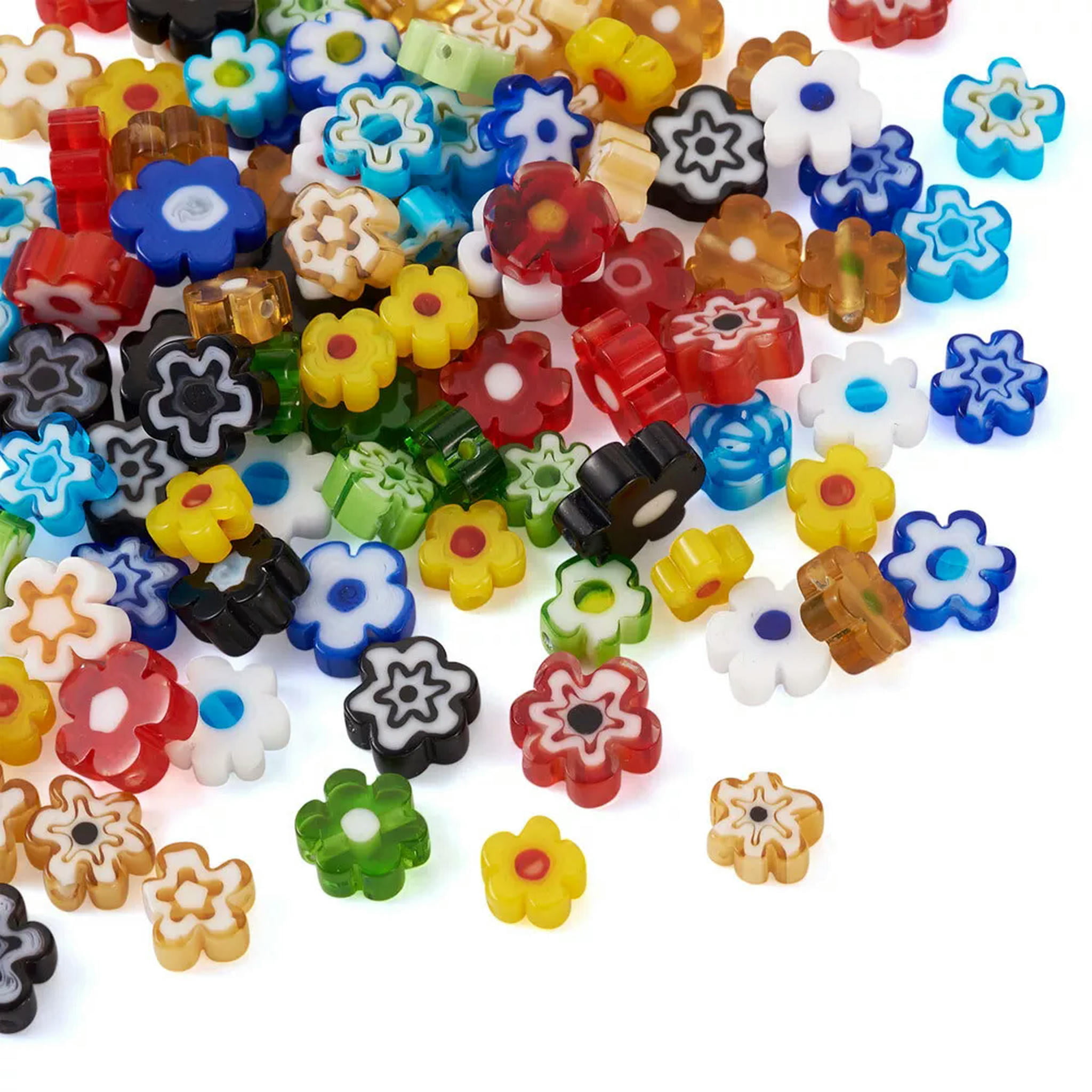 U8MO 180pcs Colorful Flower Handmade Millefiori Glass Beads Pony Loose Spacer 6.4~9mm