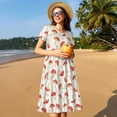 thumbnail image 4 of Balery Cartoon Flat Mushrooms Pattern Womens Dresses Loose Short sleeve Sundresses Swimsuit Coverup 2025 Summer Casual Dress for Women - A-Line Swing Dress, 4 of 6