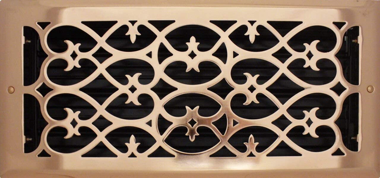 4" x 14" (5.25" x 15.25" Overall Size) Copper Victorian Register with Damper (HVAC Vent Cover)