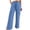 Blue, variant on Womens Solid Textured Wide Leg Cargo Pants Drawstring Elastic Waist Vertical Seam Loose Casual Long Pants with Side Pockets