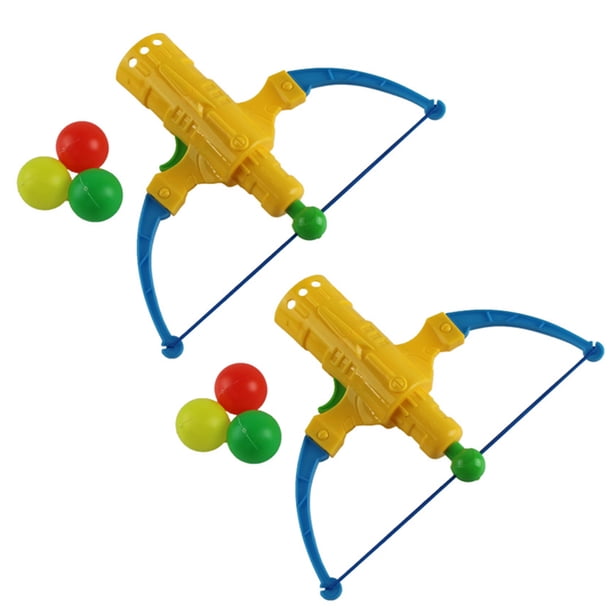 FELTECHELECTR Juego de 2 arcos y flechas para tiro con arco, tenis de mesa, juego de tiro para niños (color aleatorio, 1 arco de tenis de mesa + 3 pelotas)