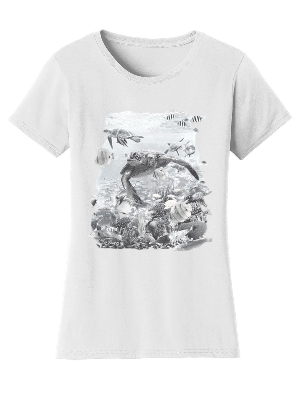 Women's Solar Color-Changing T-Shirt - Aquatic Turtles Design, UV-Activated, Short Sleeve - View #5