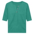 thumbnail image 4 of DHFJKG Henley Shirts For Women Solid Color 3/4 Sleeve T Shirt Spring Summer Loose Fit Basic Tee Soft Daily Wear Versatile Tops, 4 of 4