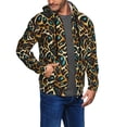 thumbnail image 2 of Wukai Teal Leopard Print Men's Zip-Up Hoodie,Fleece Full-Zip Hoodie for Men, Hooded Sweatshirt-Small, 2 of 5