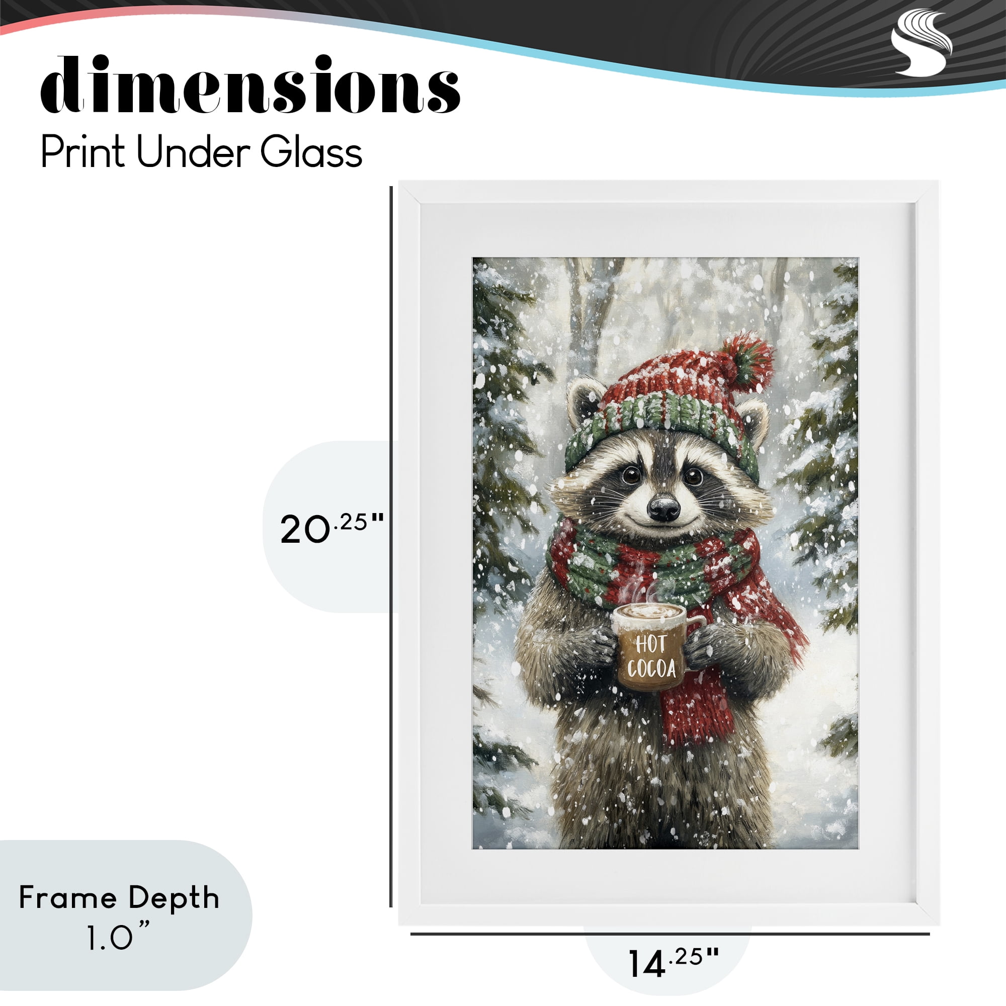 Stupell Industries Merry Cocoa Raccoon White Framed Print Under Glass, design by Tina LeCour