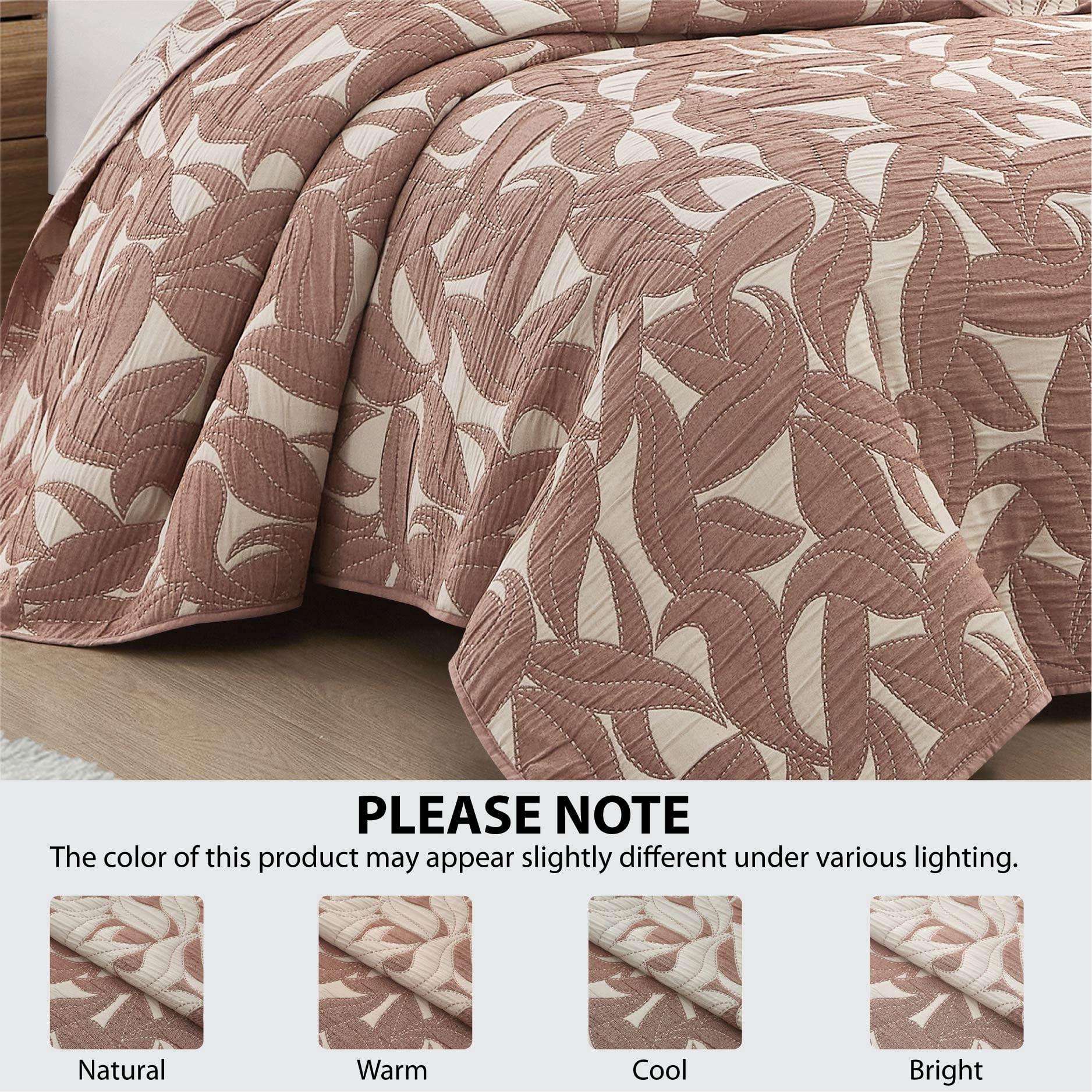 Mainstays Floral Quilt Rust Red Paisly Floral 100% Polyester Quilts, King-Breathable, Hypoallergenic, Antimicrobial