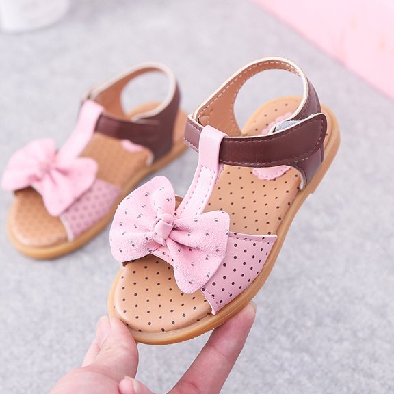 Oalirro Toddler Girl Sandals Toddler Infant Kids Baby Girls Butterfly-Knot Single Princess Shoes Sandals