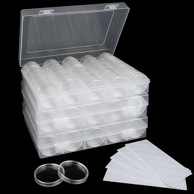 CáPsulas para Monedas Portamonedas de PláStico de 30 Mm, Suministros de RecoleccióN de Monedas con Junta Protectora de Espuma (17/20/25/27/30 Mm) - Paquete de 3