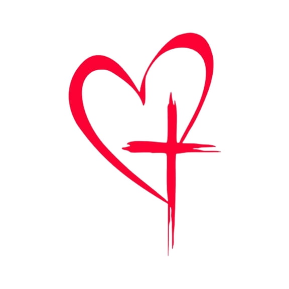 Love Heart Crucifix Sticker, Vinyl Waterproof Decal, Eye-catching Car and Laptop Decoration, Perfect for Personalizing Belongings, Great Gift for Friends and Family