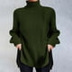 thumbnail image 4 of Suéter Abrigo mujer Gibobby de punto sólido con cuello a la moda y dobladillo dividido y mangas acampanadas Verde M, 4 of 5