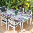 thumbnail image 2 of Purple Flowers Table Cloths for 4 Foot Rectangle Tables, Spring Floral Leaves Plants Blue Plaid Patio Waterproof Elastic Fitted Tablecloths, Washable Rectangular Table Cover for Camping, 2 of 8