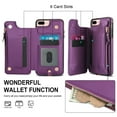 thumbnail image 7 of Wallet Case for Apple iPhone 8 Plus/iPhone 7 Plus, with Crossbody Shoulder Strap & Hand Wrist Cards Holder Zipper Pocket Stand Feature Protective Shockpoof Case for iPhone 8 Plus/7 Plus,Darkpurple, 7 of 7