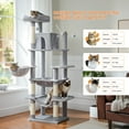 thumbnail image 6 of Demi Bonn 69" Cat Tree Tower for Indoor Large Cats, Fat Cats with Big Hammock, Cat Climbing Tree with Scratching Posts, Condo House and Top Perch, Gray, 6 of 10