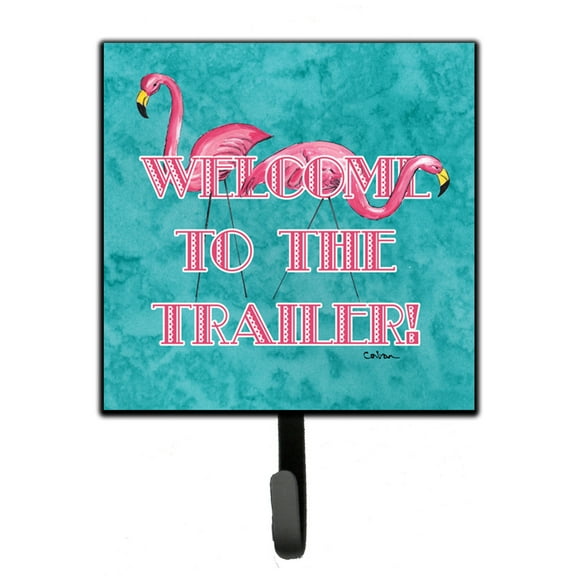 Welcome to the Trailer with Flamingos Leash or Key Holder