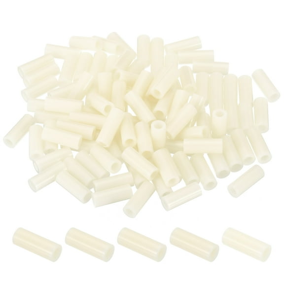 Uxcell 4.2mm ID x 7mm OD x 18mm L Round Spacers Washers, 100 Pack ABS Plastic Standoff Gaskets for M4 Screws, Beige