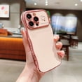 thumbnail image 2 of For iPhone 13 Pro Case,for Women Girls Soft Cute Wave Frame Curly Shape Love Heart Luxury Plating Phone Case,Luxury Slim Plating EdgeCase,Anti-slip Grip,Full camera lens protection,Rosegold, 2 of 6