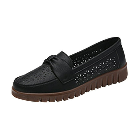 Sexlip Women s Versatile Leather Flat Shoes  Soft Bottom  Large Size  Casual and Colorful  Slip-On Design  Comfortable for Walking  Ideal for Leisure  Outdoor  and Work Black 36