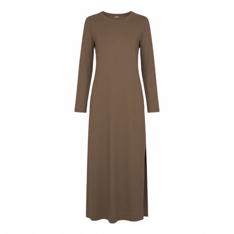 brown tight long sleeve dress Svansea Women's Long Sleeved Dress Sweater Short Dress Fall and Winter Collar Ribbed Knit Elastic Slim Tight Dresses Brown at Amazon Women's Clothing store