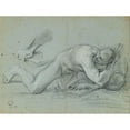 thumbnail image 2 of Giovanni Angelo Canini 14x12 Gold Ornate Wood Frame and Double Matted Museum Art Print Titled - Study for a Fallen Angel (1655), 2 of 4