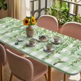 thumbnail image 3 of Spring Plants Table Cloths for 8 Foot Rectangle Tables, Watercolor Birds Leaves Flowers Green Plaid Patio Waterproof Elastic Fitted Tablecloths, Washable Rectangular Table Cover for Camping, 3 of 8