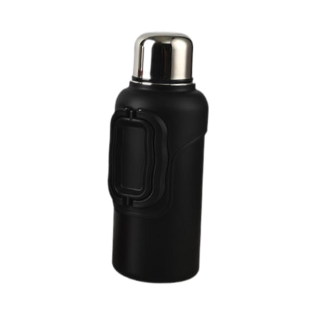 Termo de agua con aislamiento, a prueba de fugas, fácil de transportar, taza de silicona de 1200 ml Negro