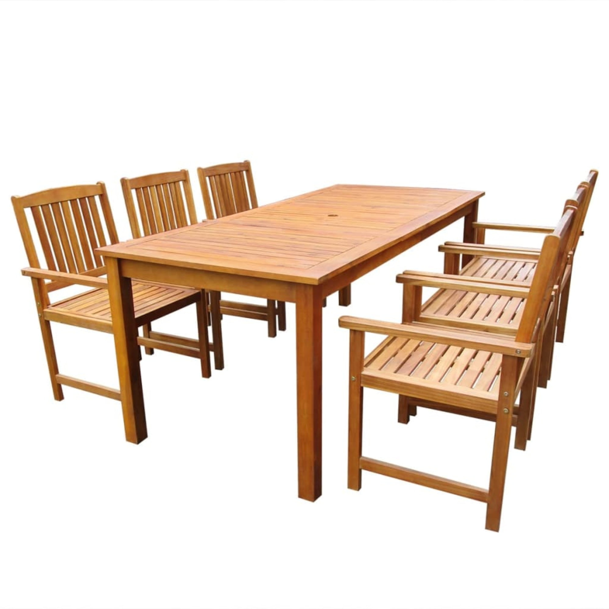 vidaXL Solid Acacia Wood 7 Piece Outdoor Dining Set White Garden Table Chair 